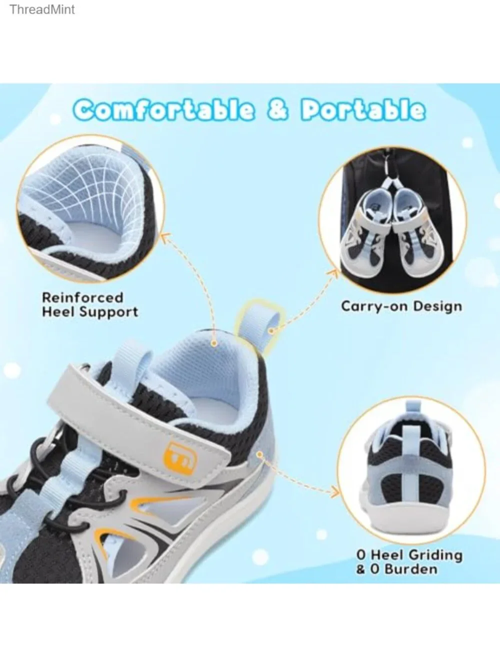 Toddler Kids Water Shoes Barefoot Wide Toe Non-Slip Athletic Sandals